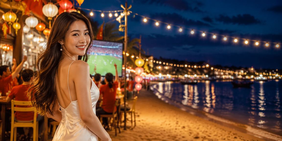 Người dùng xem cược bóng đá trong không gian đèn lồng Hội An về đêm