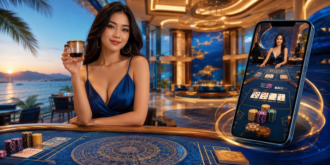 Bàn baccarat sang trọng tại Nha Trang nhìn ra biển trong buổi chiều tà
